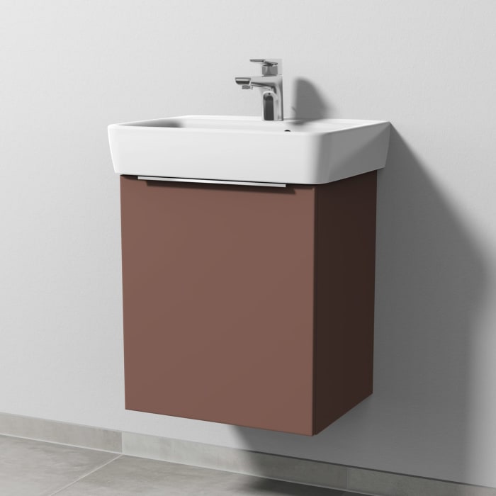 Sanipa 3way Waschtischunterbau für Keramik-Waschtisch Renova Plan 50 cm, 1 Tür, Anschlag links, mit Aufsatzgriff