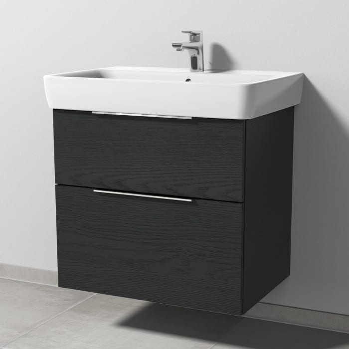 Sanipa 3way Waschtischunterbau für Keramik-Waschtisch Renova Plan 70 cm, 2 Auszüge mit Aufsatzgriff