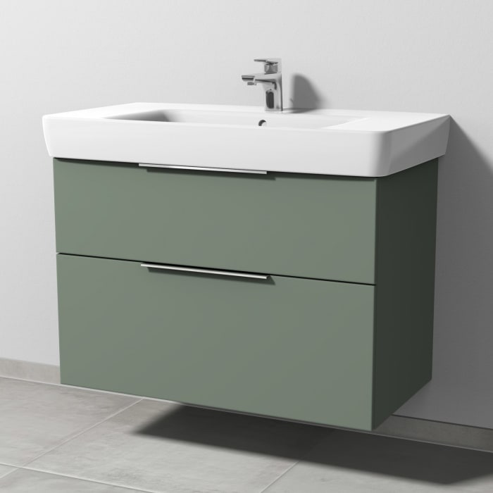 Sanipa 3way Waschtischunterbau für Keramik-Waschtisch Renova Plan 90 cm, 2 Auszüge mit Aufsatzgriff