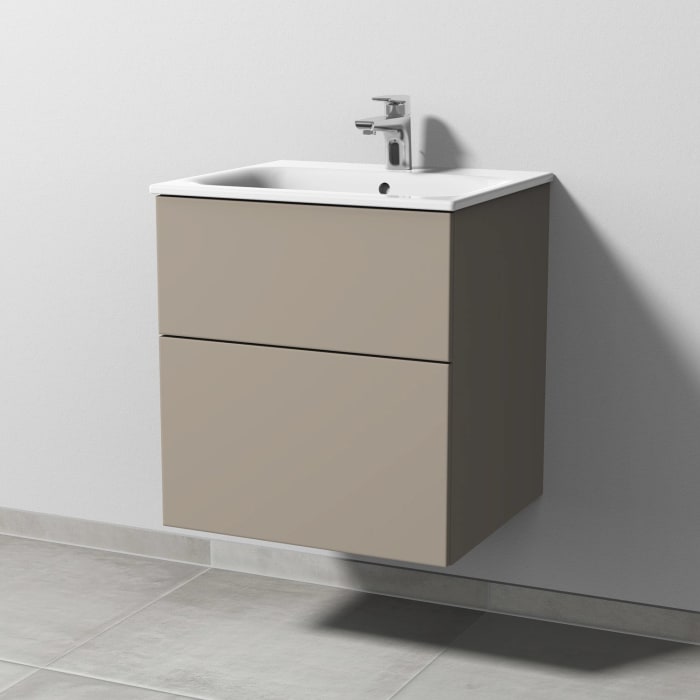 Sanipa 3way Waschtischunterbau für Keramik-Waschtisch Renova Plan Slim 55 cm, 2 Auszüge mit Push to open