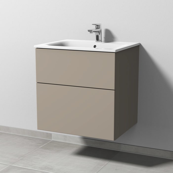 Sanipa 3way Waschtischunterbau für Keramik-Waschtisch Renova Plan Slim 60 cm, 2 Auszüge mit Push to open