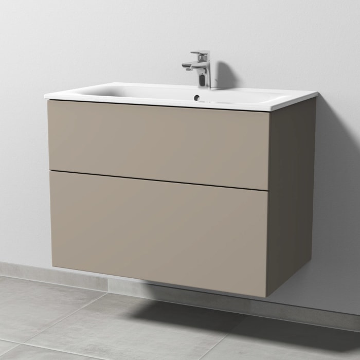 Sanipa 3way Waschtischunterbau für Keramik-Waschtisch Renova Plan Slim 80 cm, 2 Auszüge mit Push to open