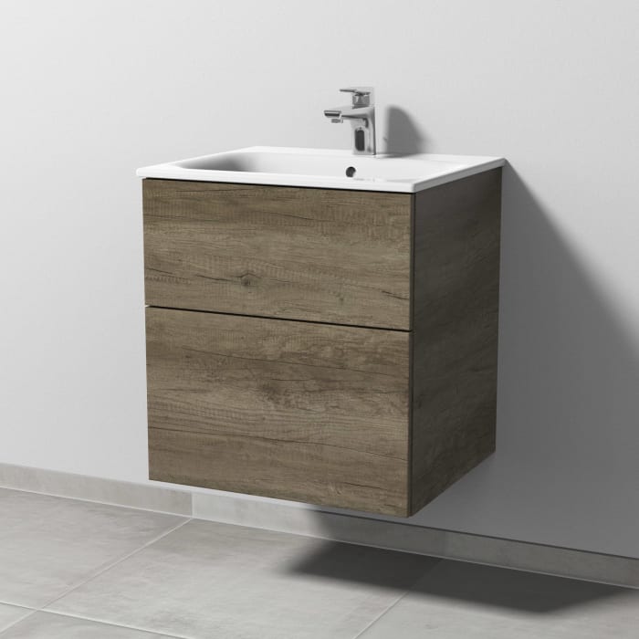 Sanipa 3way Waschtischunterbau für Keramik-Waschtisch Renova Plan Slim 55 cm, 2 Auszüge mit Push to open