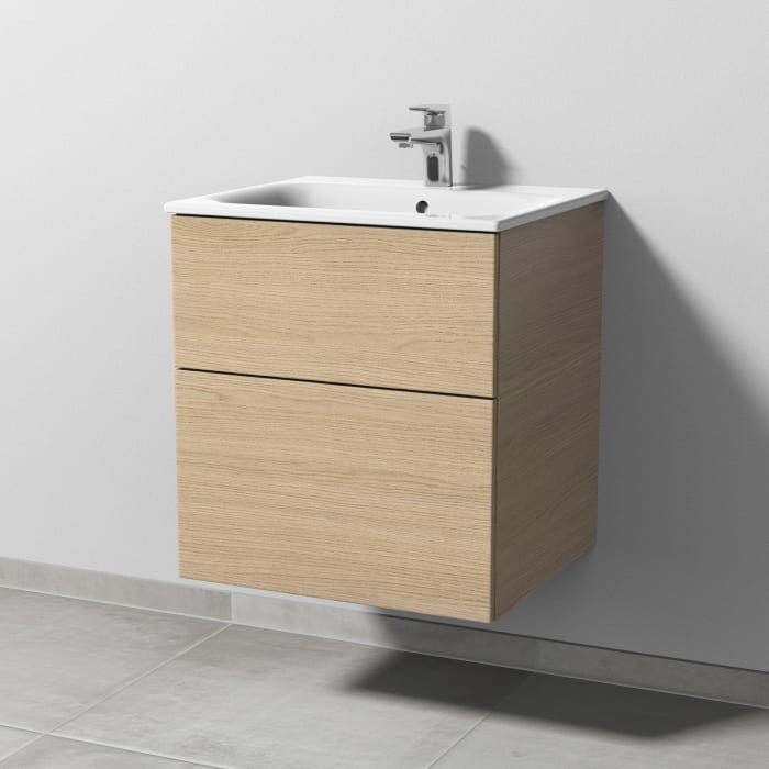 Sanipa 3way Waschtischunterbau für Keramik-Waschtisch Renova Plan Slim 55 cm, 2 Auszüge mit Push to open