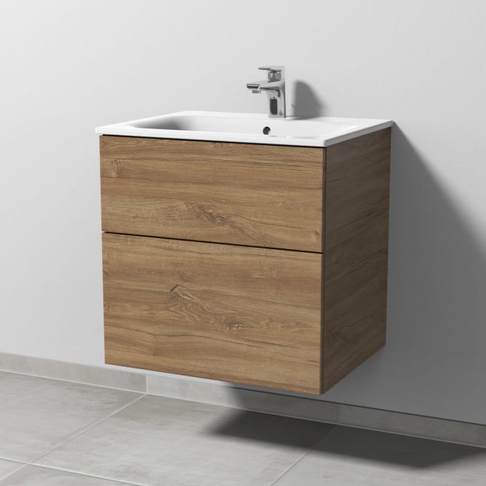 Sanipa 3way Waschtischunterbau für Keramik-Waschtisch Renova Plan Slim 60 cm, 2 Auszüge mit Push to open