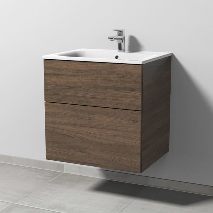 Sanipa 3way Waschtischunterbau für Keramik-Waschtisch Renova Plan Slim 60 cm, 2 Auszüge mit Push to open