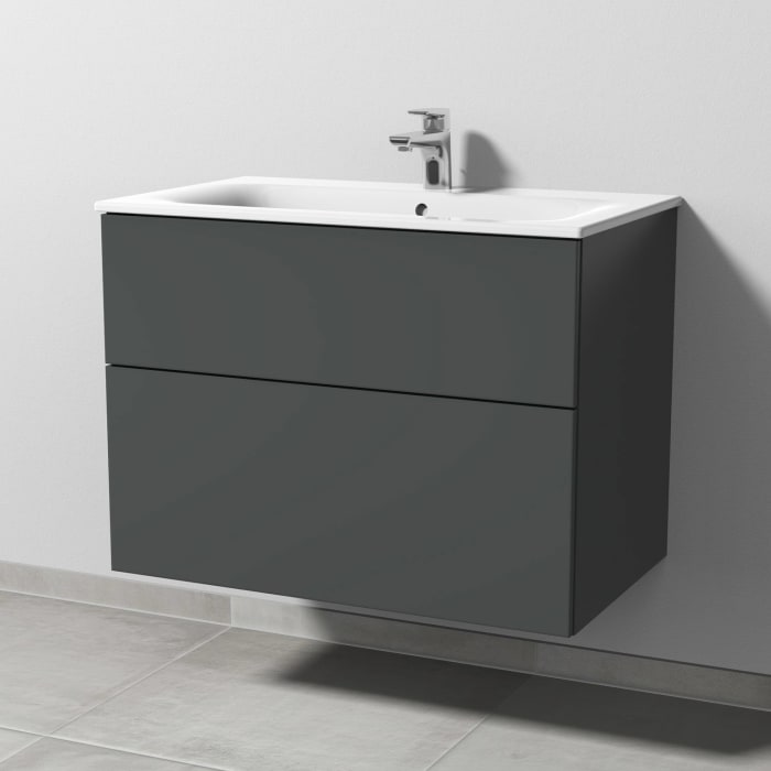 Sanipa 3way Waschtischunterbau für Keramik-Waschtisch Renova Plan Slim 80 cm, 2 Auszüge mit Push to open