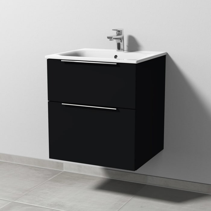 Sanipa 3way Waschtischunterbau für Keramik-Waschtisch Renova Plan Slim 55 cm, 2 Auszüge mit Aufsatzgriff