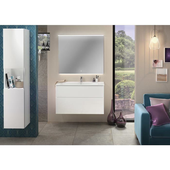 Sanipa 3way Waschtischunterbau für Keramik-Waschtisch Renova Plan Slim 100 cm, 2 Auszüge mit Griffleisten