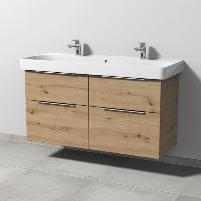 Sanipa 3way Waschtischunterbau für Keramik-Waschtisch Smyle Square 120 cm, 4 Auszüge mit Aufsatzgriff