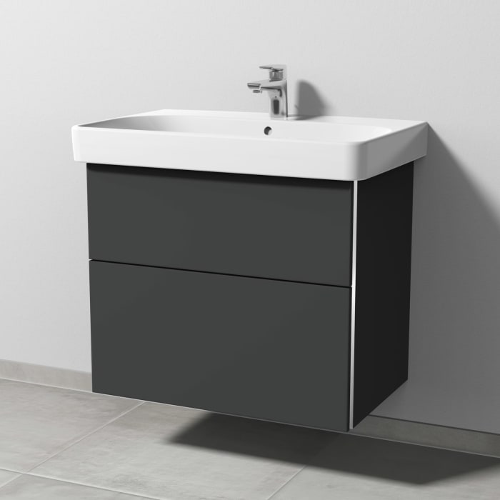 Sanipa 3way Waschtischunterbau für Keramik-Waschtisch Smyle Square 75 cm, 2 Auszüge mit Griffleisten