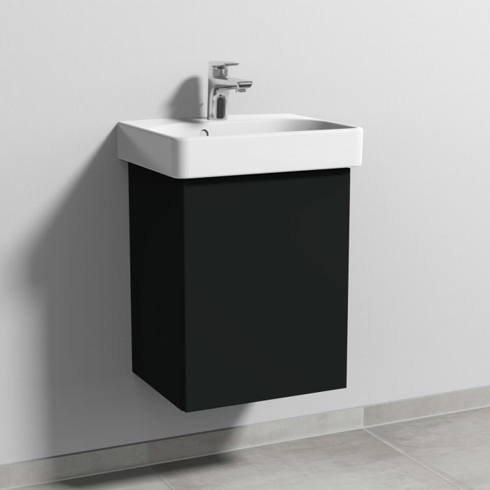 Sanipa 3way Waschtischunterbau für Keramik-Waschtisch Smyle Square 45 cm, 1 Tür, Anschlag rechts, mit Push to open