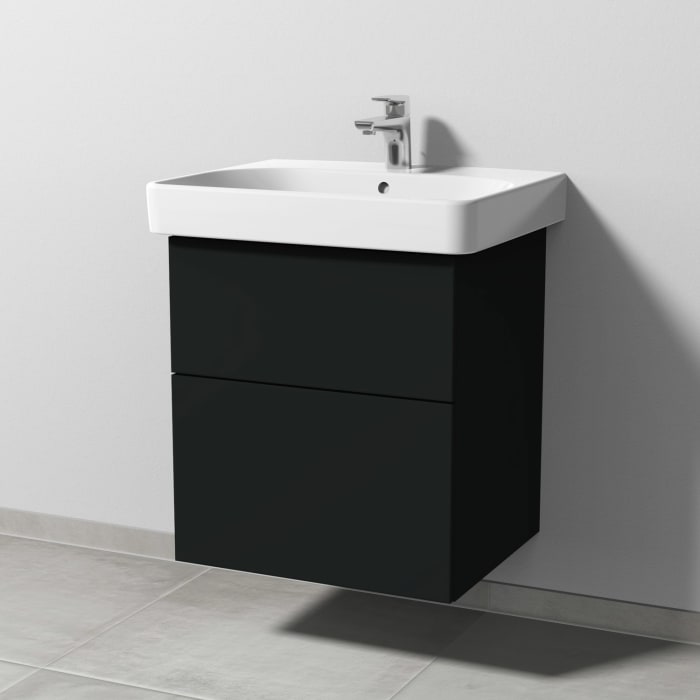 Sanipa 3way Waschtischunterbau für Keramik-Waschtisch Smyle Square 60 cm, 2 Auszüge mit Push to open