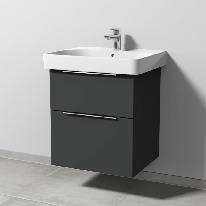 Sanipa 3way Waschtischunterbau für Keramik-Waschtisch Smyle Square 60 cm, 2 Auszüge mit Aufsatzgriff