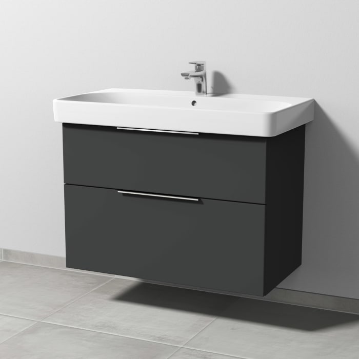 Sanipa 3way Waschtischunterbau für Keramik-Waschtisch Smyle Square 90 cm, 2 Auszüge mit Aufsatzgriff