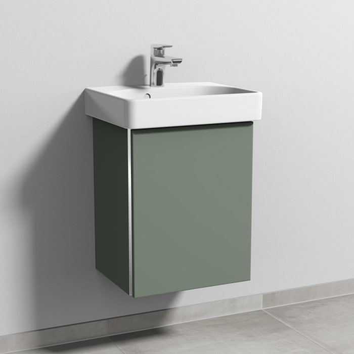 Sanipa 3way Waschtischunterbau für Keramik-Waschtisch Smyle Square 45 cm, 1 Tür, Anschlag rechts, mit Griffleiste