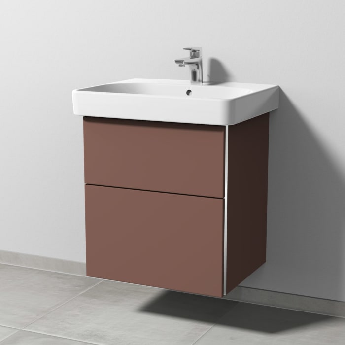 Sanipa 3way Waschtischunterbau für Keramik-Waschtisch Smyle Square 60 cm, 2 Auszüge mit Griffleisten