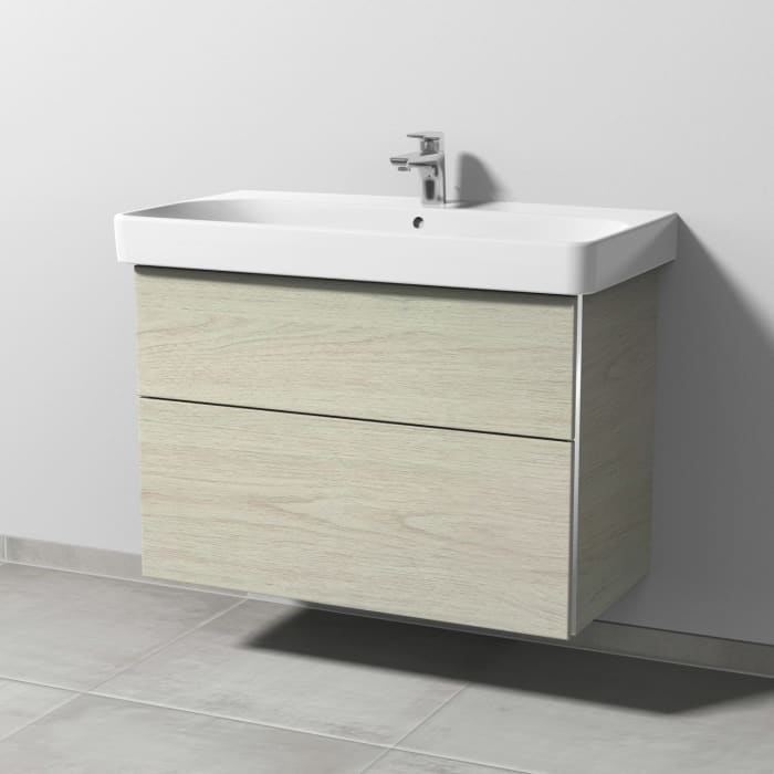 Sanipa 3way Waschtischunterbau für Keramik-Waschtisch Smyle Square 90 cm, 2 Auszüge mit Griffleisten