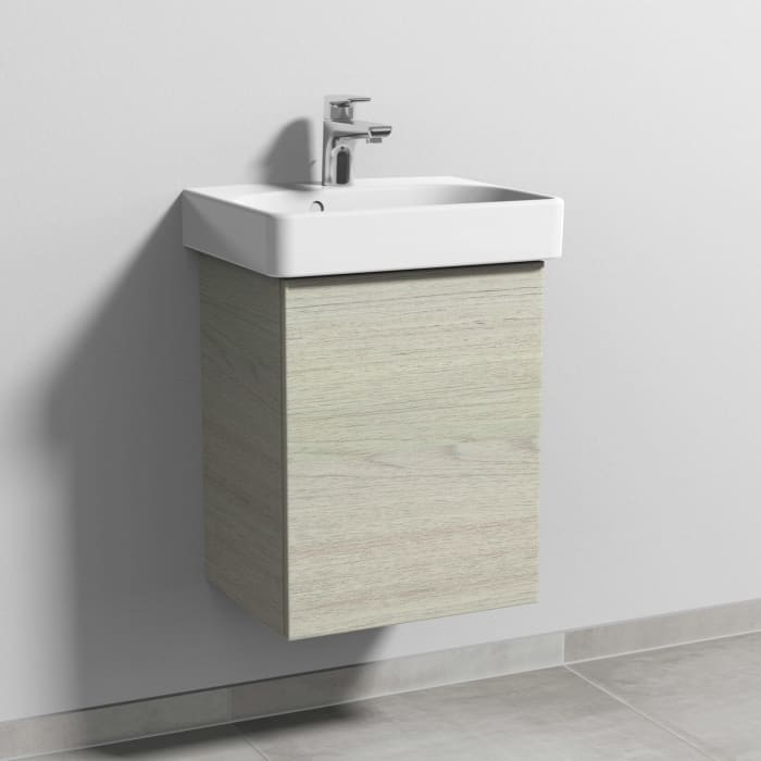 Sanipa 3way Waschtischunterbau für Keramik-Waschtisch Smyle Square 45 cm, 1 Tür, Anschlag rechts, mit Push to open