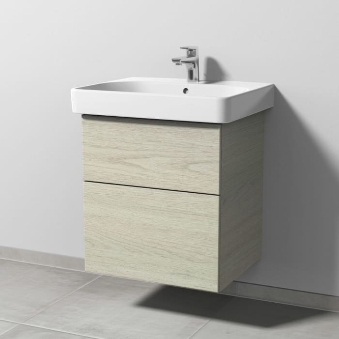 Sanipa 3way Waschtischunterbau für Keramik-Waschtisch Smyle Square 60 cm, 2 Auszüge mit Push to open