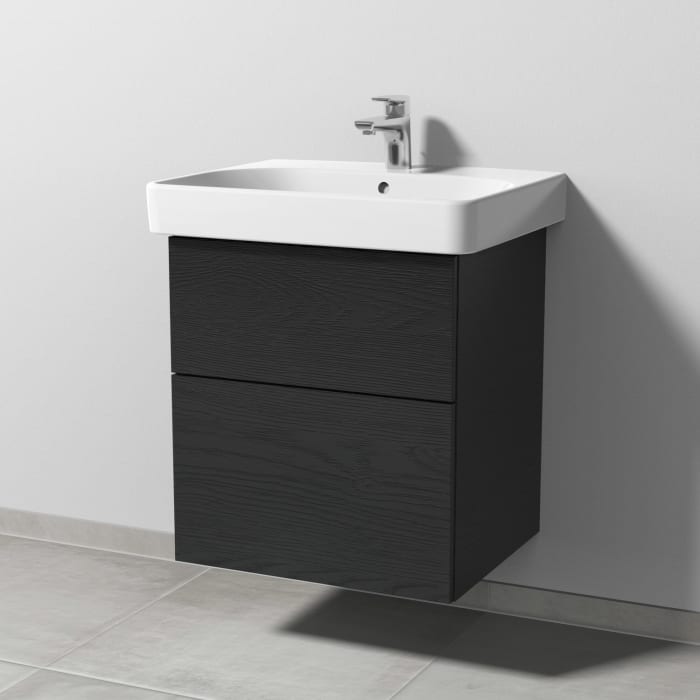 Sanipa 3way Waschtischunterbau für Keramik-Waschtisch Smyle Square 60 cm, 2 Auszüge mit Push to open