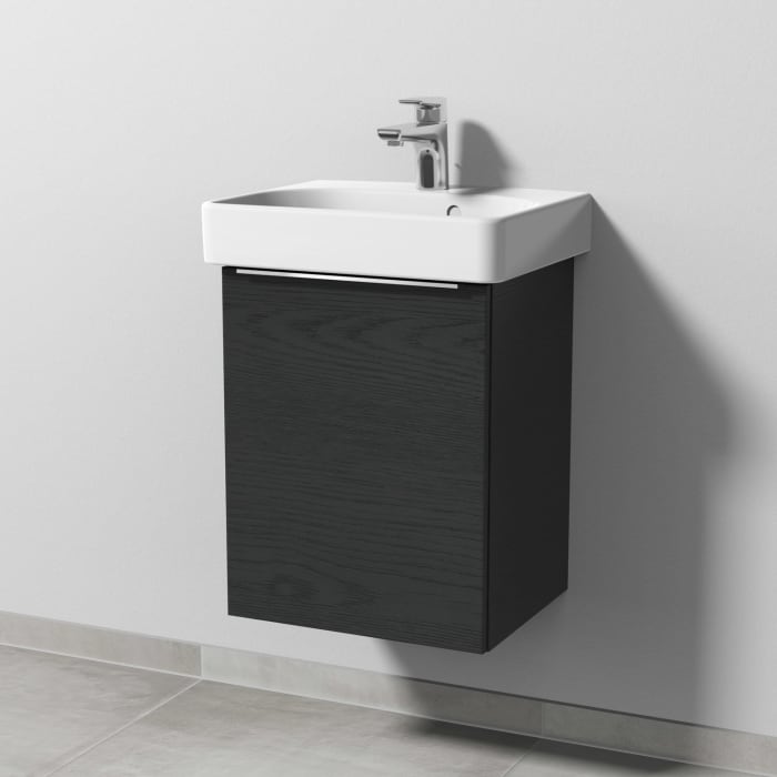 Sanipa 3way Waschtischunterbau für Keramik-Waschtisch Smyle Square 45 cm, 1 Tür, Anschlag links, mit Aufsatzgriff