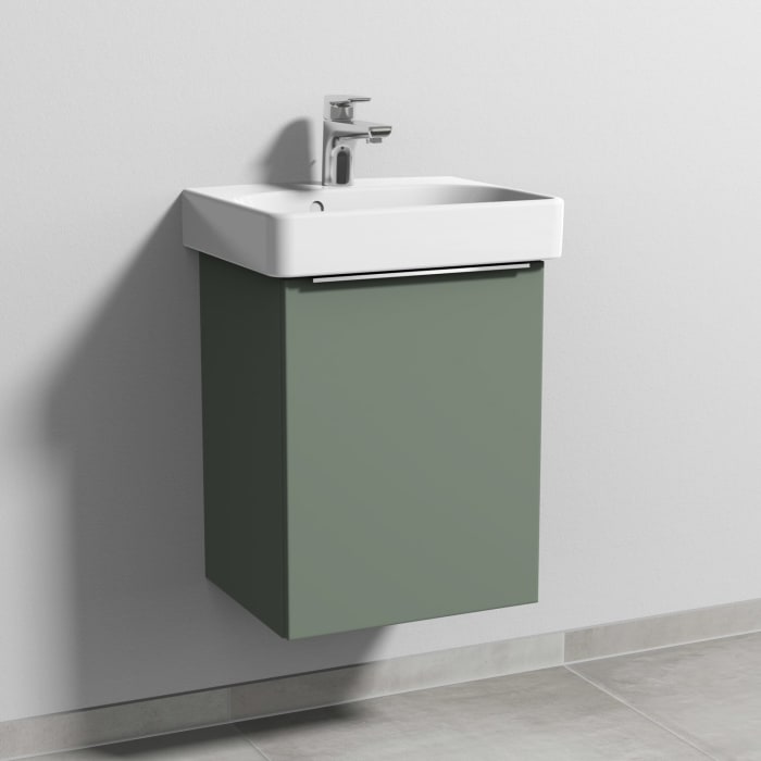 Sanipa 3way Waschtischunterbau für Keramik-Waschtisch Smyle Square 45 cm, 1 Tür, Anschlag rechts, mit Aufsatzgriff