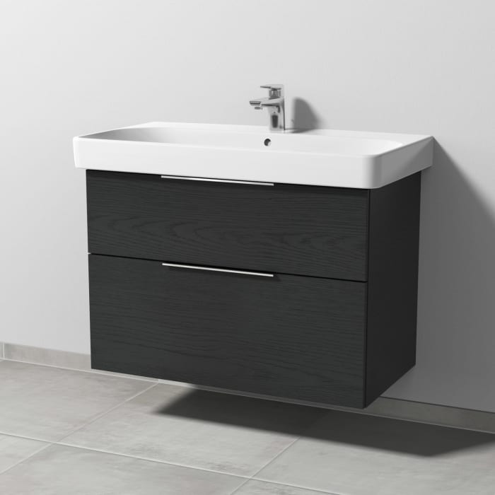 Sanipa 3way Waschtischunterbau für Keramik-Waschtisch Smyle Square 90 cm, 2 Auszüge mit Aufsatzgriff