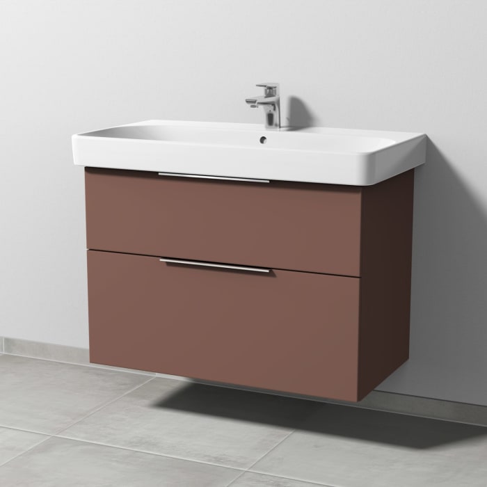 Sanipa 3way Waschtischunterbau für Keramik-Waschtisch Smyle Square 90 cm, 2 Auszüge mit Aufsatzgriff