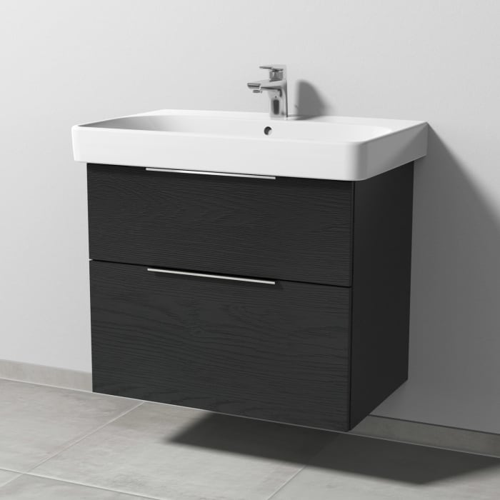 Sanipa 3way Waschtischunterbau für Keramik-Waschtisch Smyle Square 75 cm, 2 Auszüge mit Aufsatzgriff