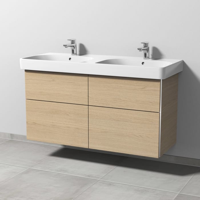 Sanipa 3way Waschtischunterbau für Keramik-Doppelwaschtisch Smyle Square 120 cm, 4 Auszüge mit Griffleisten