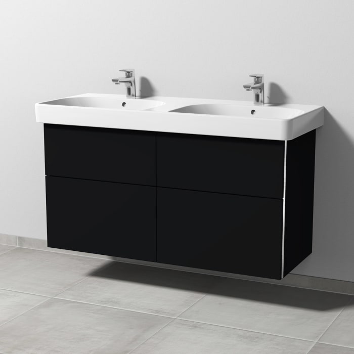 Sanipa 3way Waschtischunterbau für Keramik-Doppelwaschtisch Smyle Square 120 cm, 4 Auszüge mit Griffleisten