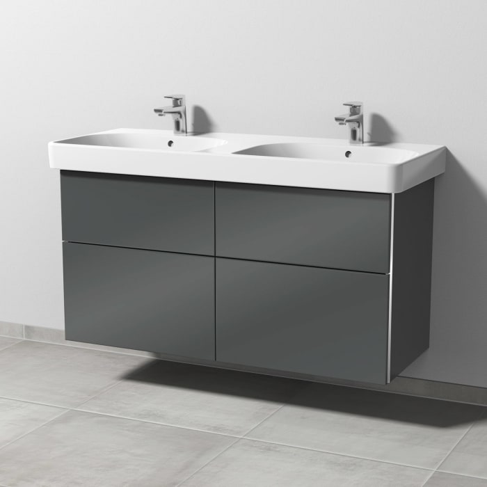 Sanipa 3way Waschtischunterbau für Keramik-Doppelwaschtisch Smyle Square 120 cm, 4 Auszüge mit Griffleisten