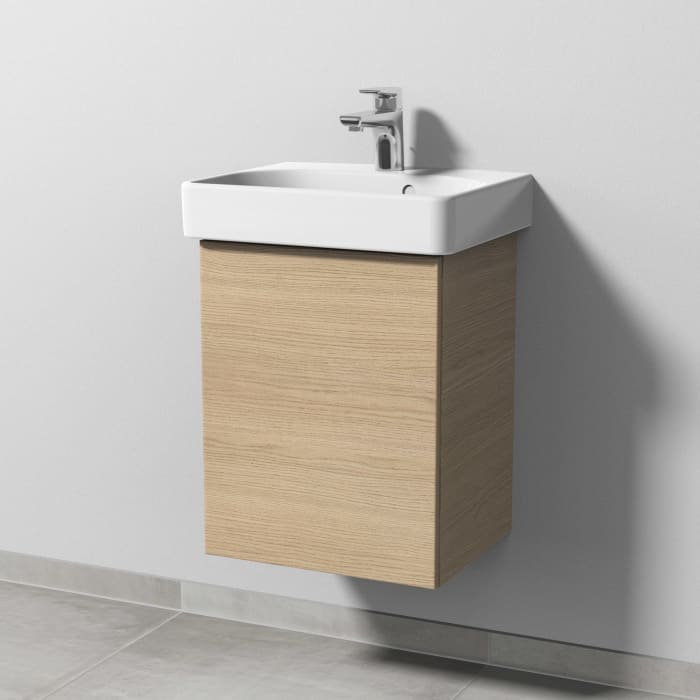 Sanipa 3way Waschtischunterbau für Keramik-Waschtisch Smyle Square 45 cm, 1 Tür, Anschlag links, mit Push to open