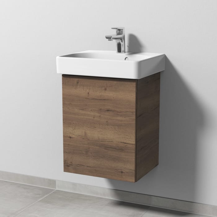 Sanipa 3way Waschtischunterbau für Keramik-Waschtisch Smyle Square 45 cm, 1 Tür, Anschlag links, mit Push to open