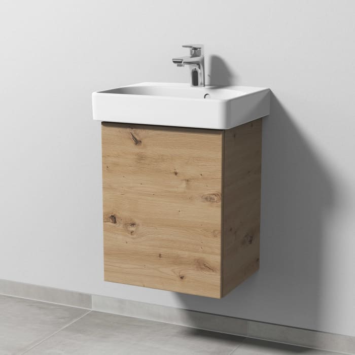 Sanipa 3way Waschtischunterbau für Keramik-Waschtisch Smyle Square 45 cm, 1 Tür, Anschlag links, mit Push to open