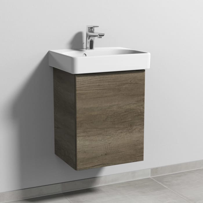 Sanipa 3way Waschtischunterbau für Keramik-Waschtisch Smyle Square 45 cm, 1 Tür, Anschlag rechts, mit Push to open