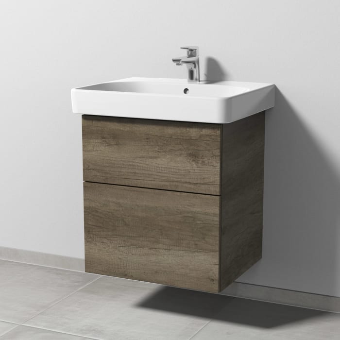 Sanipa 3way Waschtischunterbau für Keramik-Waschtisch Smyle Square 60 cm, 2 Auszüge mit Push to open