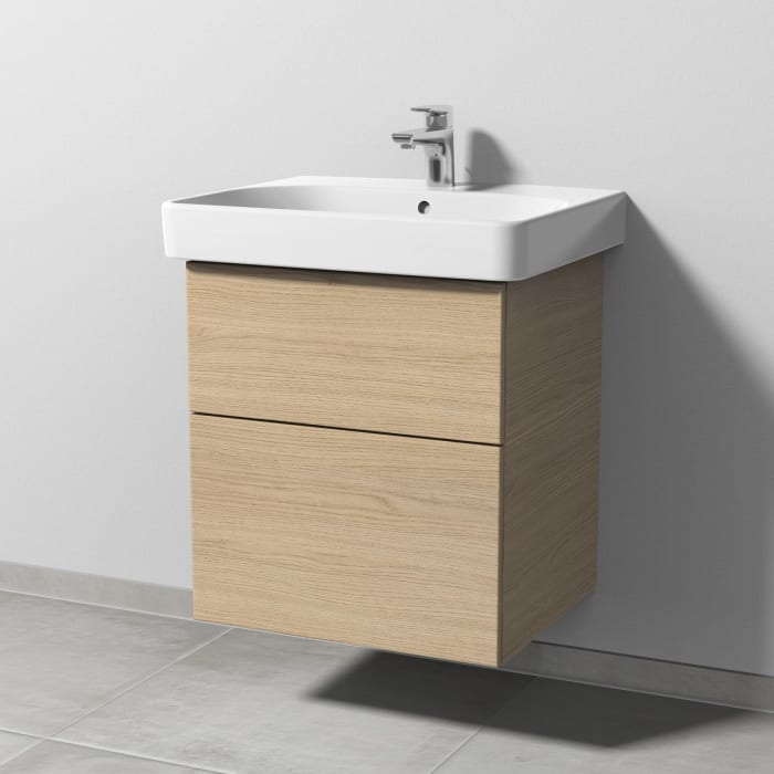 Sanipa 3way Waschtischunterbau für Keramik-Waschtisch Smyle Square 60 cm, 2 Auszüge mit Push to open