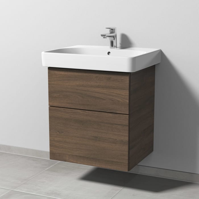 Sanipa 3way Waschtischunterbau für Keramik-Waschtisch Smyle Square 60 cm, 2 Auszüge mit Push to open