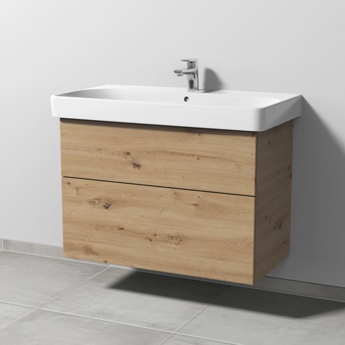 Sanipa 3way Waschtischunterbau für Keramik-Waschtisch Smyle Square 90 cm, 2 Auszüge mit Push to open