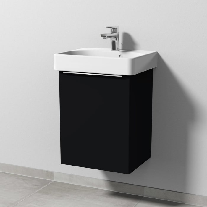 Sanipa 3way Waschtischunterbau für Keramik-Waschtisch Smyle Square 45 cm, 1 Tür, Anschlag links, mit Aufsatzgriff