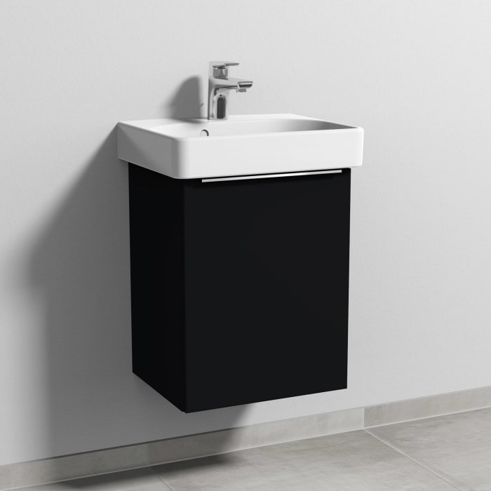 Sanipa 3way Waschtischunterbau für Keramik-Waschtisch Smyle Square 45 cm, 1 Tür, Anschlag rechts, mit Aufsatzgriff