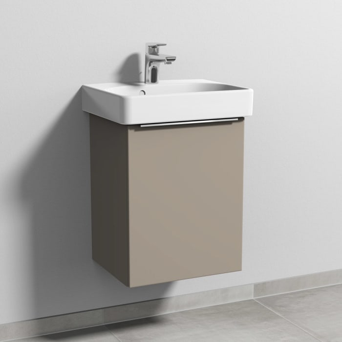 Sanipa 3way Waschtischunterbau für Keramik-Waschtisch Smyle Square 45 cm, 1 Tür, Anschlag rechts, mit Aufsatzgriff