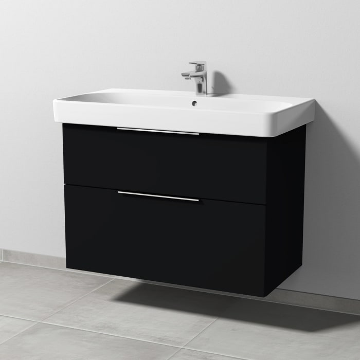 Sanipa 3way Waschtischunterbau für Keramik-Waschtisch Smyle Square 90 cm, 2 Auszüge mit Aufsatzgriff