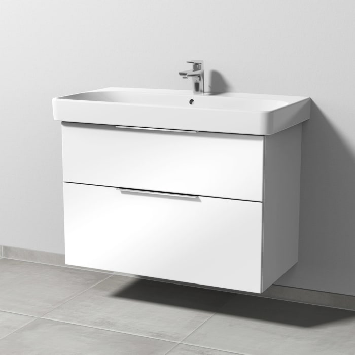 Sanipa 3way Waschtischunterbau für Keramik-Waschtisch Smyle Square 90 cm, 2 Auszüge mit Aufsatzgriff