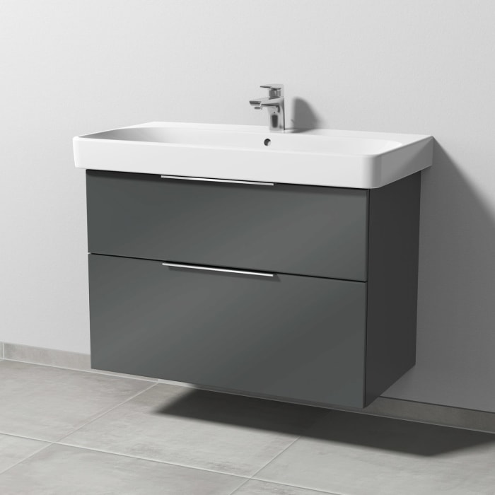 Sanipa 3way Waschtischunterbau für Keramik-Waschtisch Smyle Square 90 cm, 2 Auszüge mit Aufsatzgriff