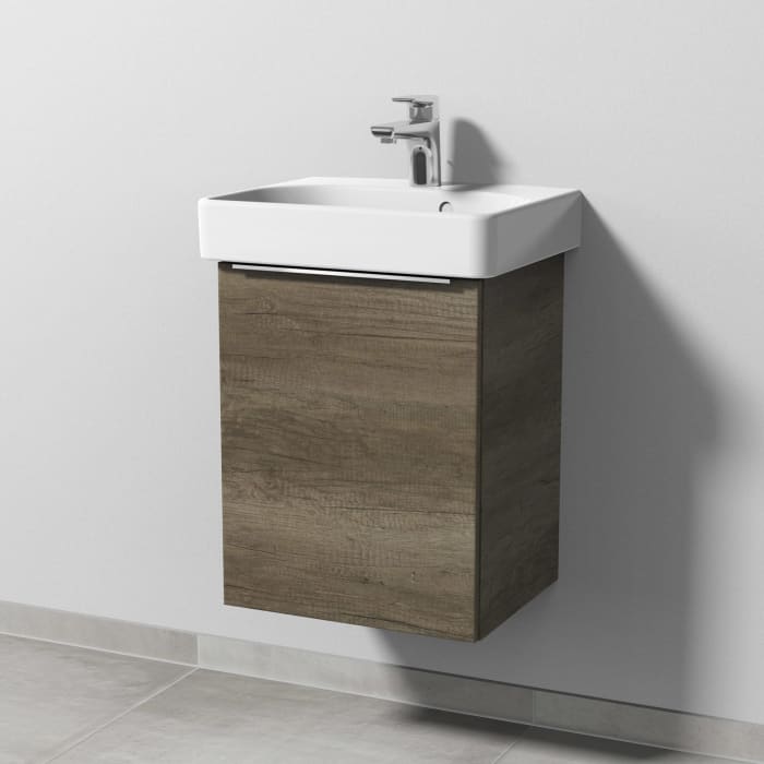 Sanipa 3way Waschtischunterbau für Keramik-Waschtisch Smyle Square 45 cm, 1 Tür, Anschlag links, mit Aufsatzgriff