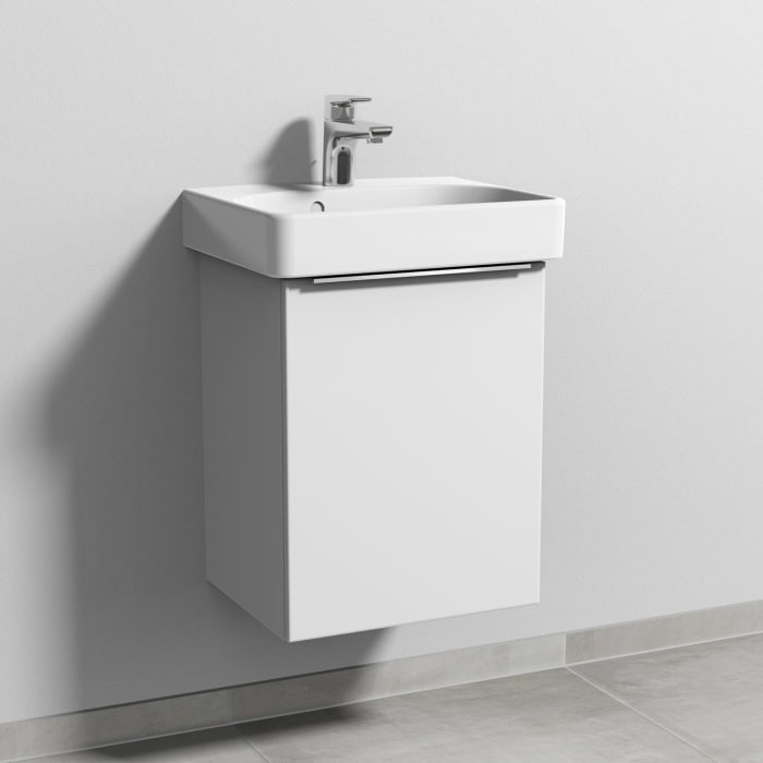 Sanipa 3way Waschtischunterbau für Keramik-Waschtisch Smyle Square 45 cm, 1 Tür, Anschlag rechts, mit Aufsatzgriff