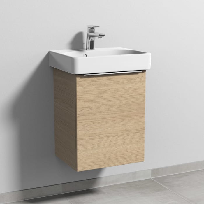 Sanipa 3way Waschtischunterbau für Keramik-Waschtisch Smyle Square 45 cm, 1 Tür, Anschlag rechts, mit Aufsatzgriff